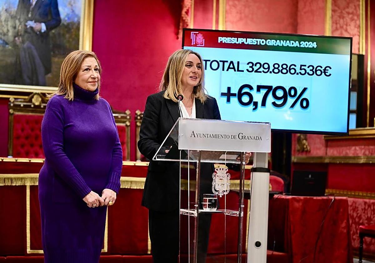 La alcaldesa, Marifrán Carazo, junto a la responsable de Economía, Rosario Pallarés.