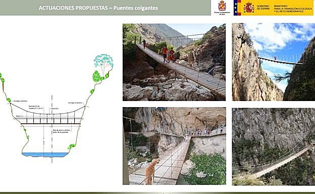 Puente colgantes para la garganta de Los Cañones. 