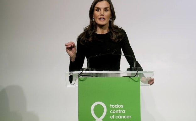 La reina Letizia, durante la presentación de la campaña 'Todos contra el cáncer'