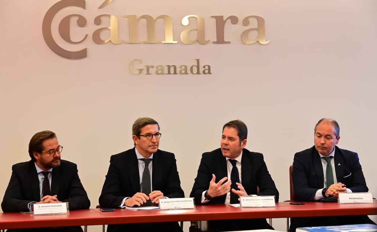 El consejero de Política Industrial y Energía, Jorge Paradela, ha mantenido un encuentro con los empresarios de la Cámara de Comercio de Granada.
