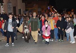 La burra Margarita recorriendo el núcleo urbano.