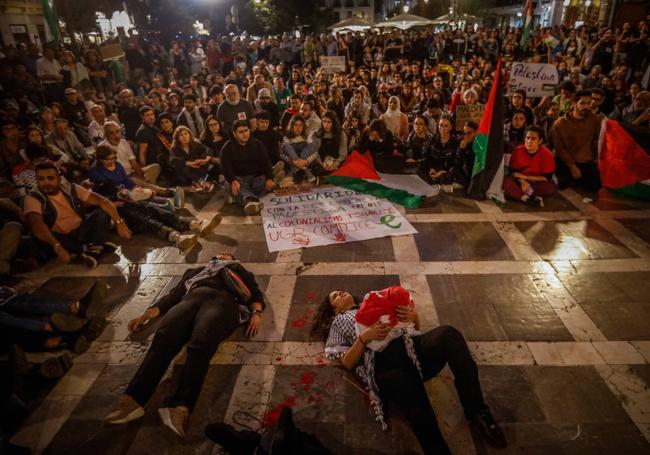 Protesta en defensa de los derechos de Palestina.