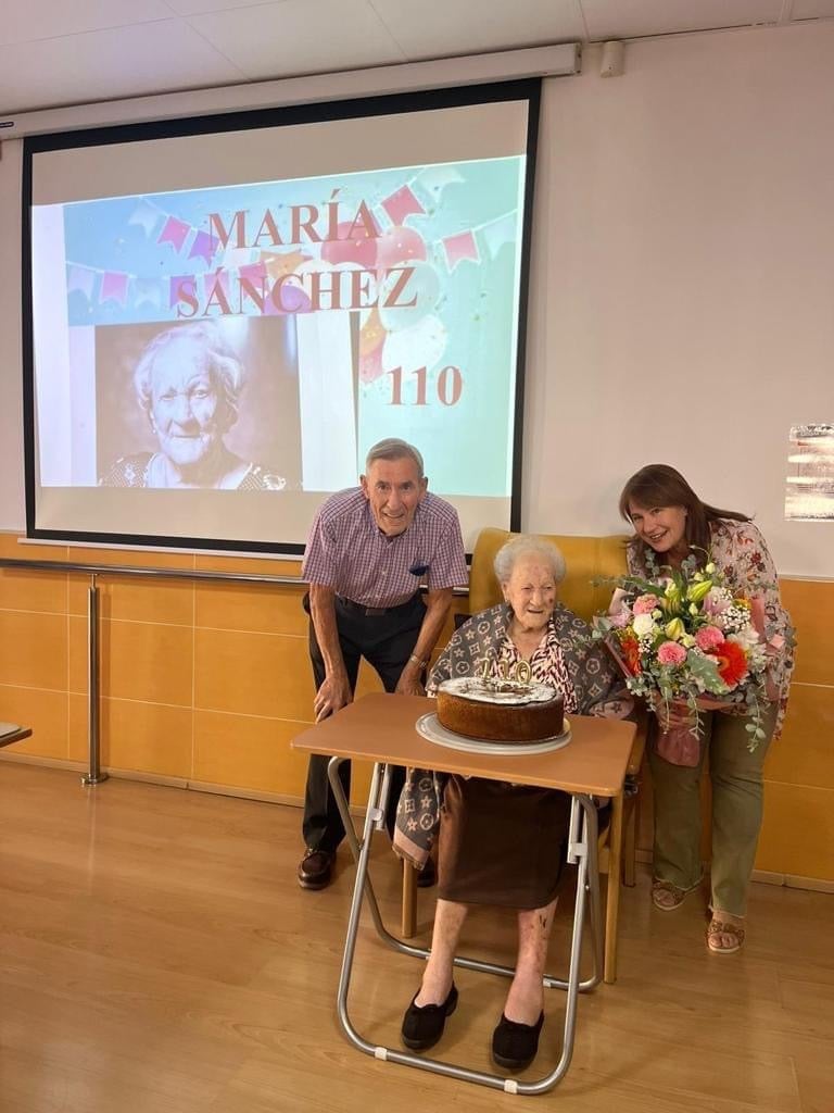 María Sánchez, en la celebración de su 110 cumpleaños, el pasado octubre.