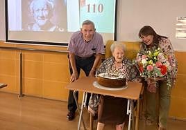 María Sánchez, en la celebración de su 110 cumpleaños, el pasado octubre.