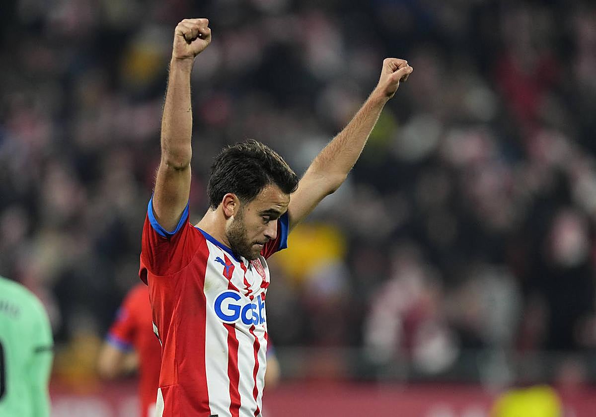 Eric García celebra la victoria frente al Atlético.