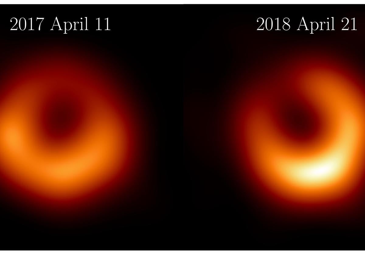 La nueva fotografía del agujero negro supermasivo en el centro de la galaxia Messier 87.