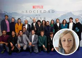 Gran parte del equipo de 'La sociedad de la nieve', en la premiere de la película. Y Fiorella Russo, uruguaya-granadina que fue la animadora sociocultural del equipo.