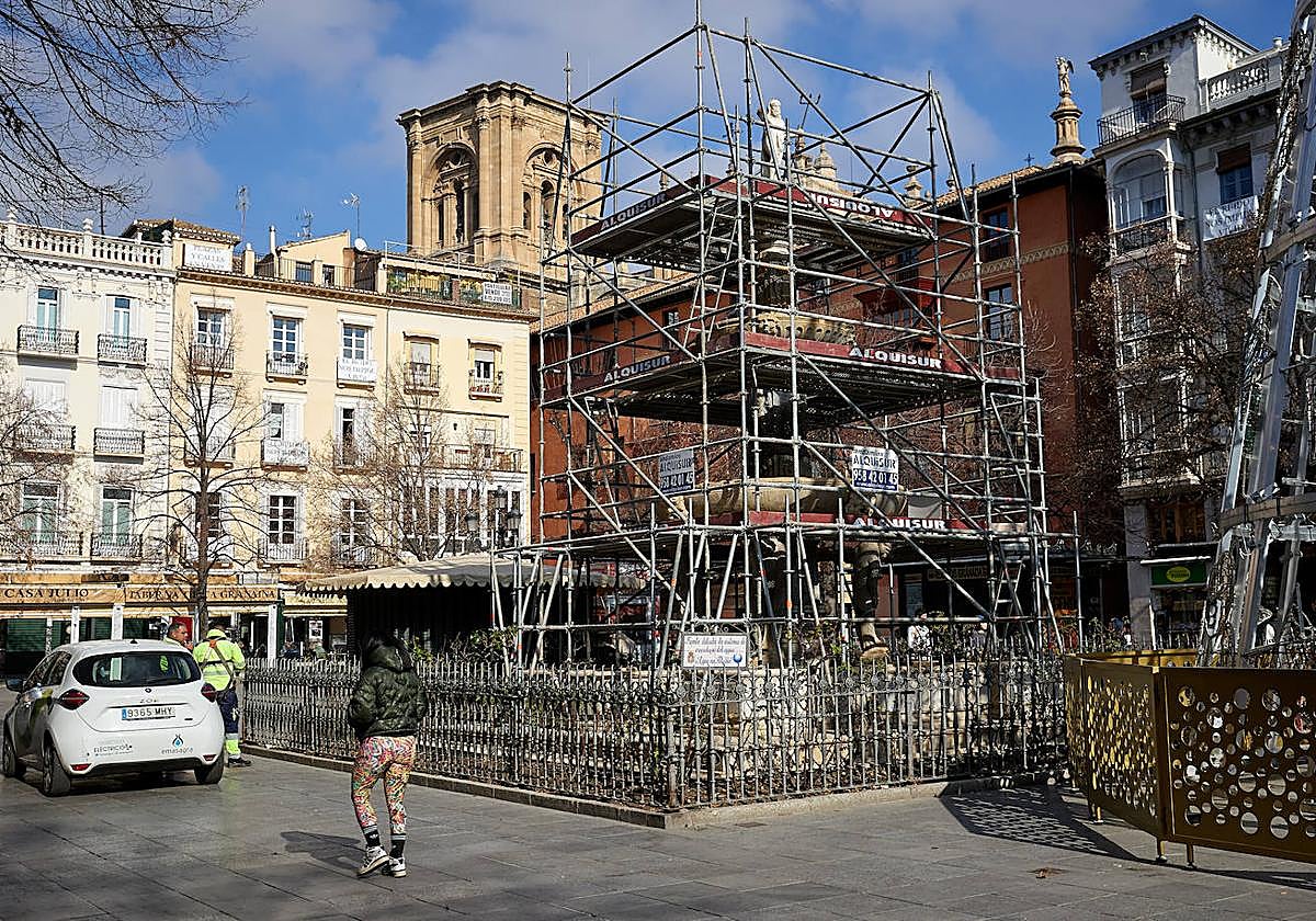 Fuente de Bib Rambla en obras.