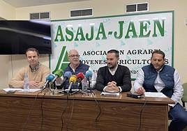 Juan Luis Ávila (COAG), Luis Carlos Valero (Asaja), Elio Sánchez (UPA) y José Manuel Espejo (Cooperativas Agro-alimentarias).