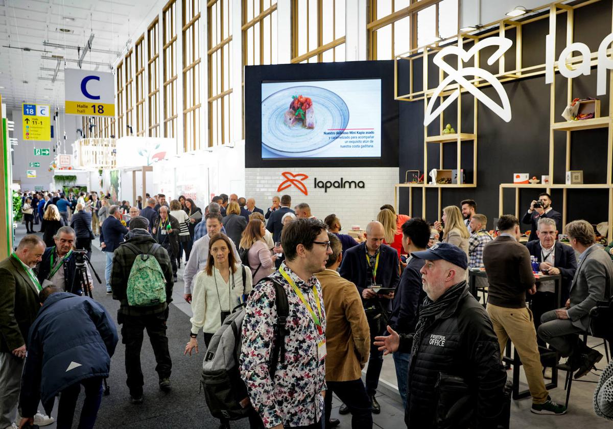 Vista general del Pabellón 18 de Messe Berlín, que acoge a la mayor parte de empresas andaluzas en Fruit Logistica.