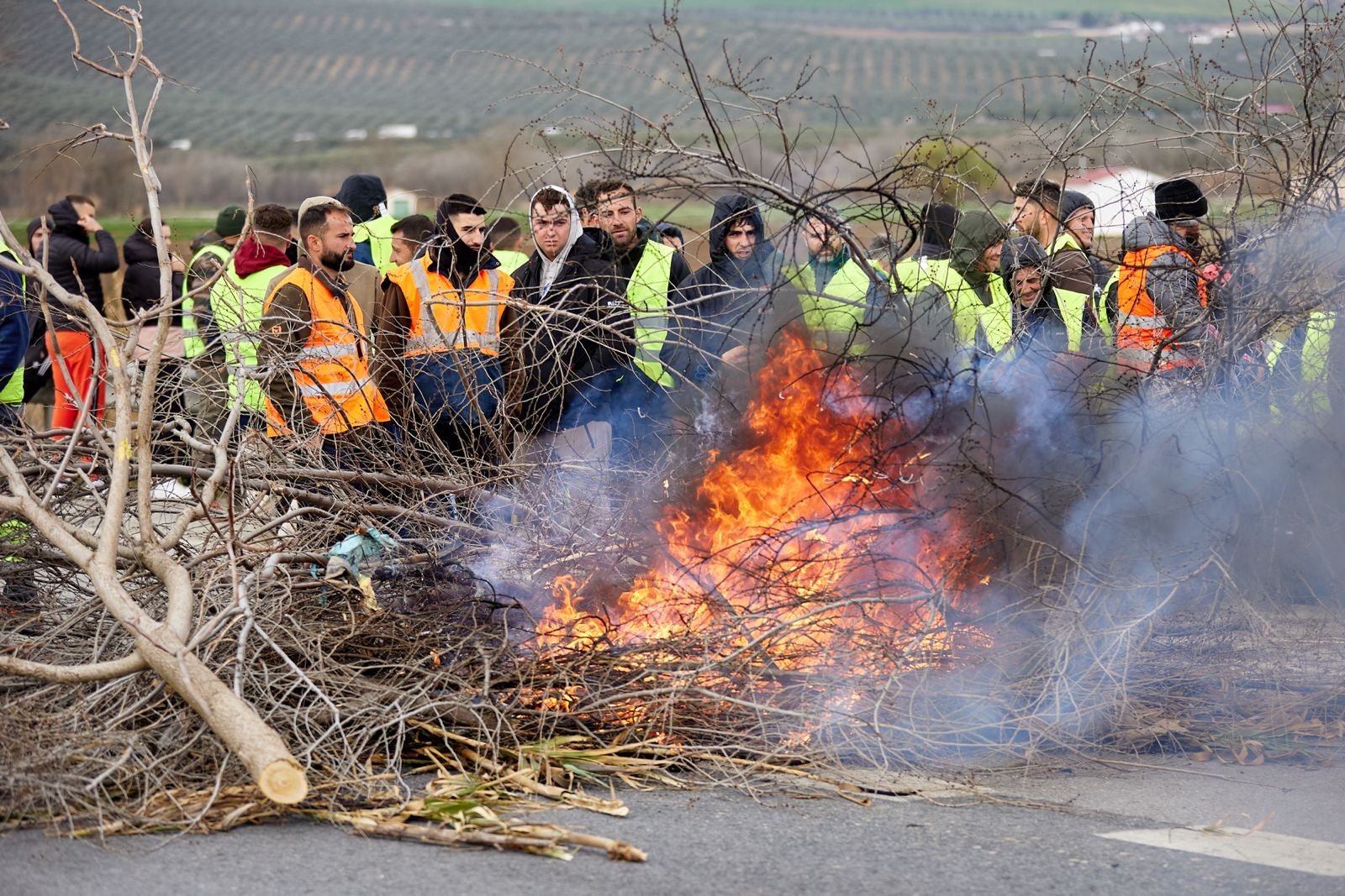 Las protestas de los agricultores de la A-92 en Huétor Tájar, en imágenes