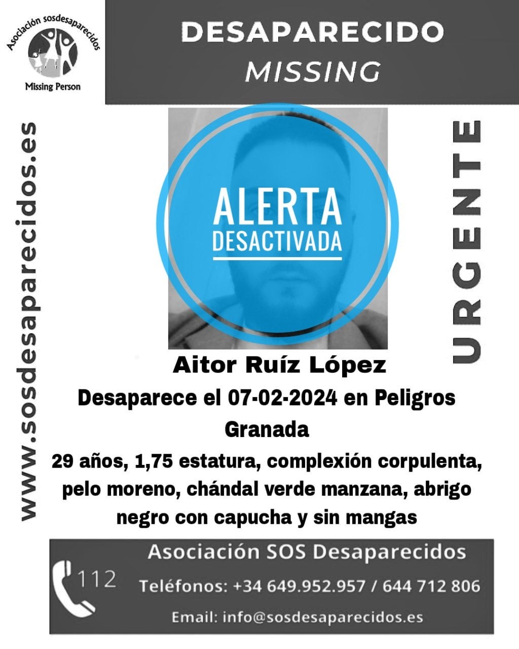 Alerta de búsqueda desactivada en Peligros.