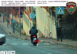 Imagen capturada por el radar de la Policía Local de la motocicleta que circulaba a 101km/h.