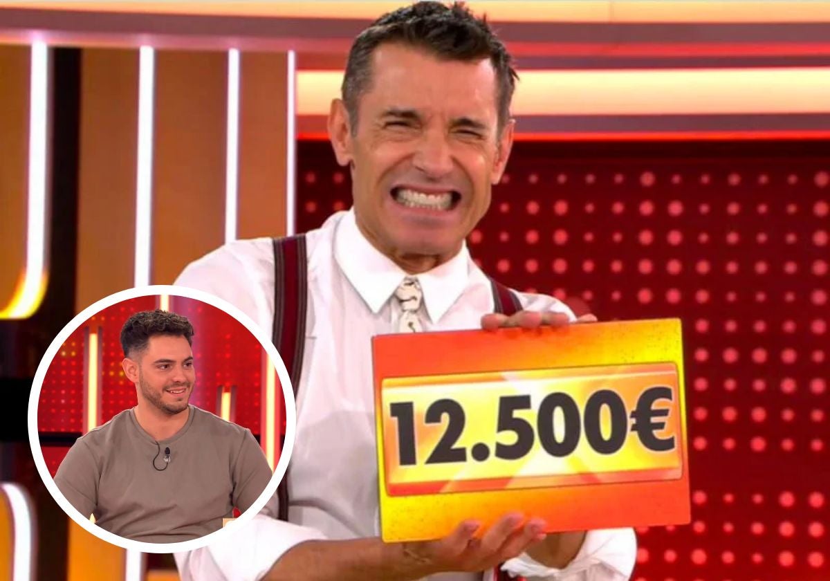 Miguel, junto a Jesús Vázquez y uno de los premios de 12.500 euros en 'Allá Tú'.