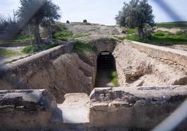 Imagen actual del baptisterio romano de Las Gabias, que está vallado para empezar la actuación.