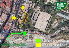 Mapa de la propuesta de Jaén Merece Más para acceder al nuevo centro de salud de la Alameda.