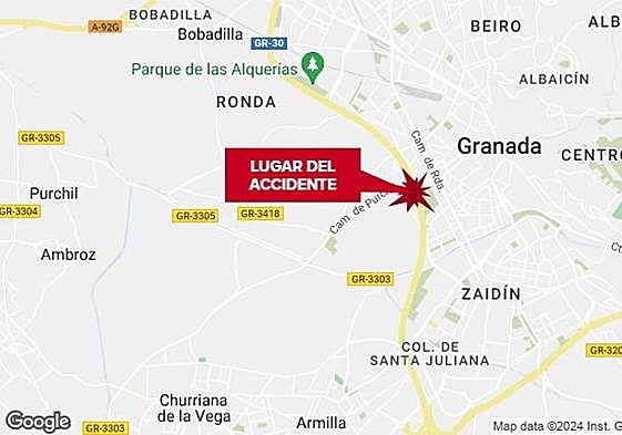 Lugar del accidente en la Circunvalación de Granada.