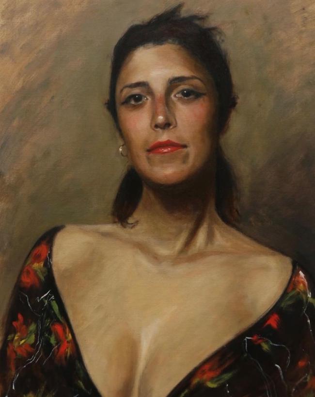 Chiara, italiana y pareja de Carlos, es la protagonista de varias pinturas.