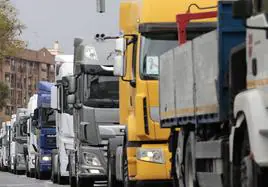 Caravana de camiones durante las recientes movilizaciones del sector agrícola en España.