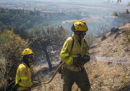 Efectivos de Infoca actuando en un incendio en Andalucía.