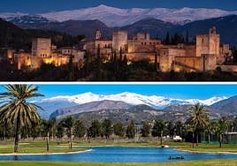 Sierra Nevada vista desde la iglesia de San Miguel Bajo y desde el campo de golf de Motril.