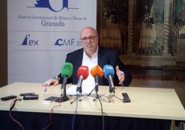 Diego Martínez, en la rueda de prensa en que anunció su despedida como director del Festival el 21 de julio de 2017. Fue el último elegido por concurso.