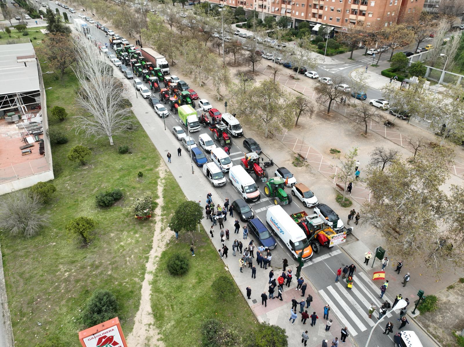 La tractorada de Granada vista desde el aire, en imágenes