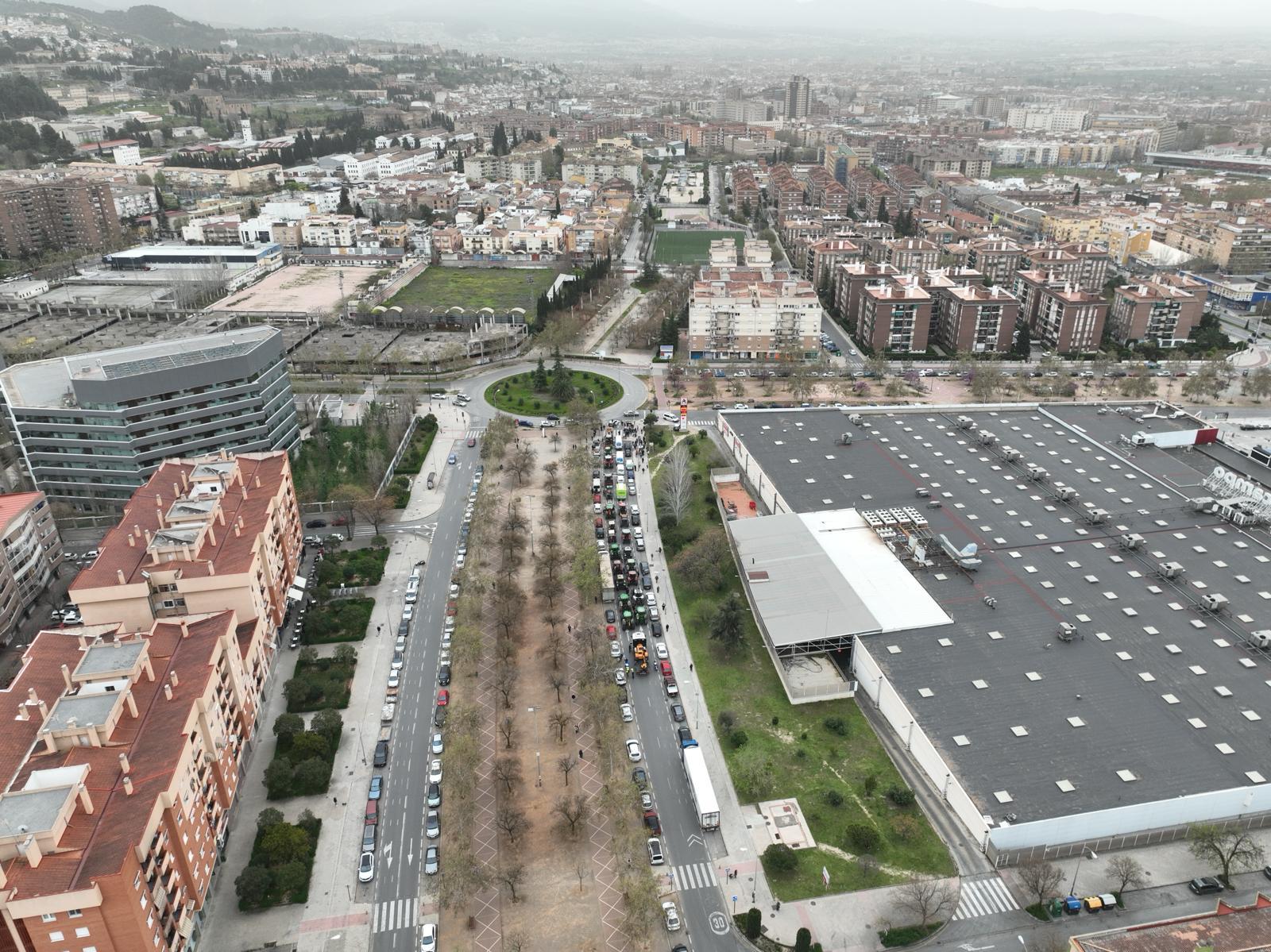 La tractorada de Granada vista desde el aire, en imágenes