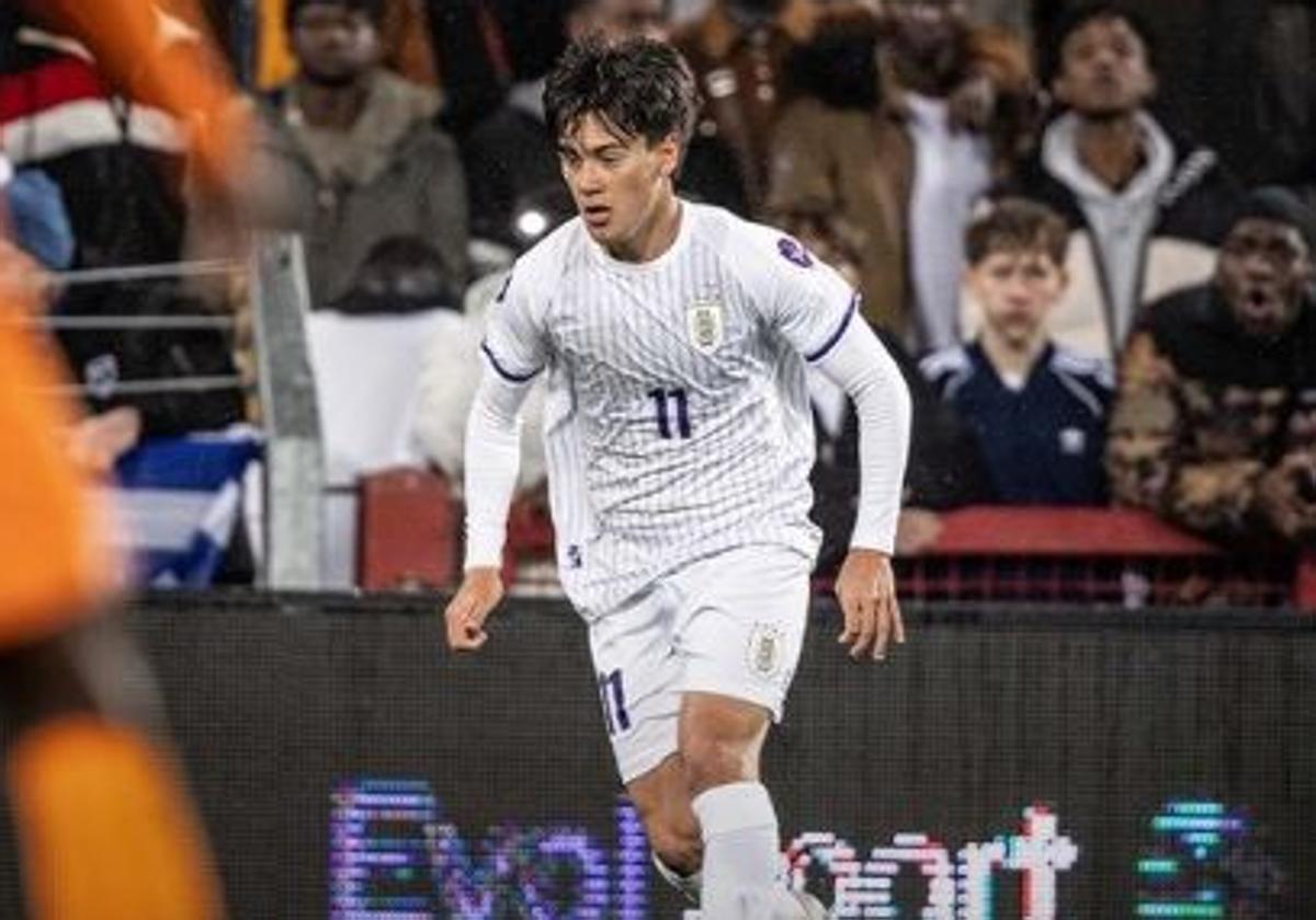 Facundo Pellistri, durante el partido de Uruguay contra Costa de Marfil.