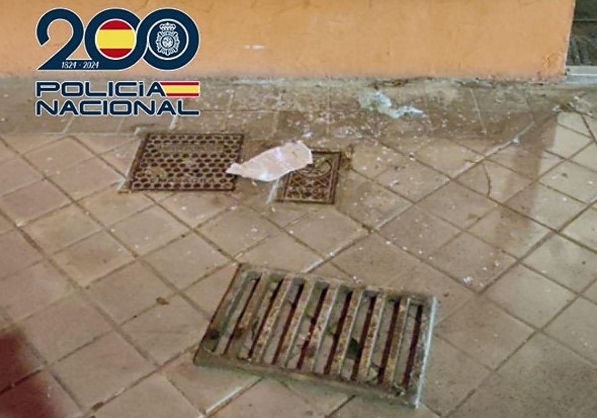 Alcantarilla usada para realizar el robo en Camino de Ronda.