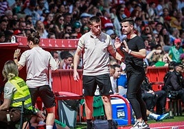 Roger Lamesa, en el partido ante el Atlético de Madrid en Los Cármenes.