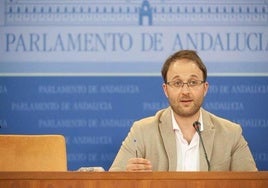 El presidente del PP de Jaén y parlamentario, Erik Domínguez, en una rueda de prensa anterior.