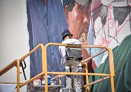 Grafiti en proceso en Salobreña