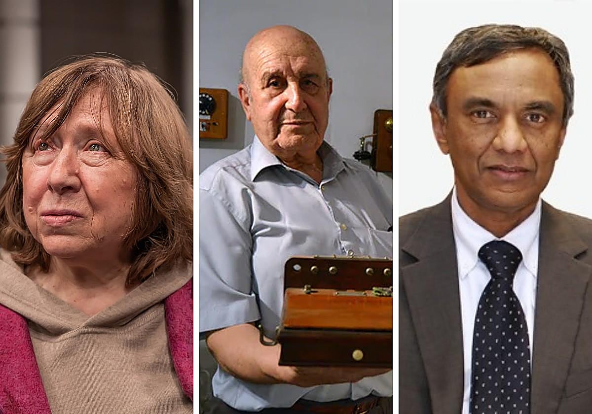 Svetlana Aleksiévich, Miguel Jiménez Yanguas y Saman Warnakulasuriya.