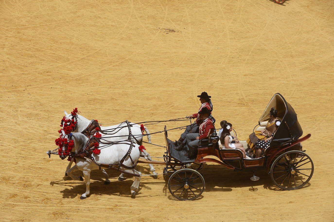 Espectaculares imágenes de los enganches en la plaza de toros de Granada