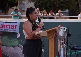 María Rodríguez Rodulfo, en un acto de Sumar en Almería.