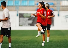 Falfán, en un entrenamiento de esta semana en el Escribano Castilla.