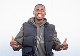 Martin Hongla, a su llegada a Granada.