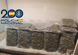 Marihuana incautada de una banda albanesa asentada en Granada.