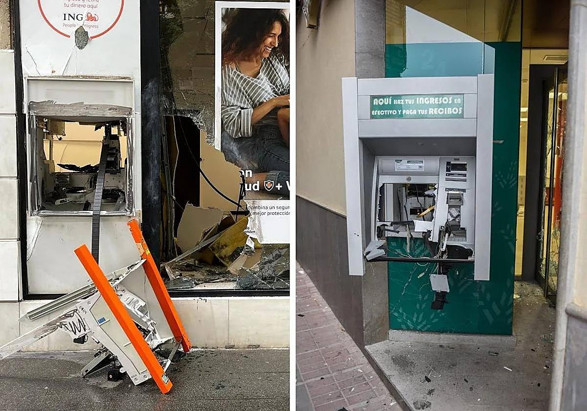 Los dos cajeros reventados esta madrugada en Granada y Santa Fe.