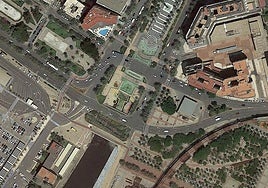 Vista aérez de la zona donde se actuará para unir la Rambla y el Muelle de Levante.