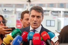 El delegado del Gobierno de España en Andalucía, Pedro Fernández, en una atención a medios.