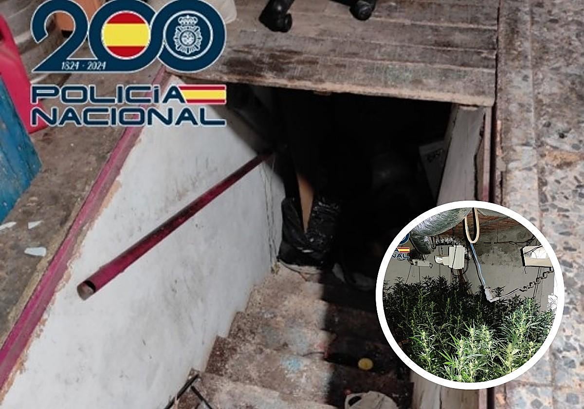 Entrada al sótano del bar de Granada donde ocultaban la marihuana.