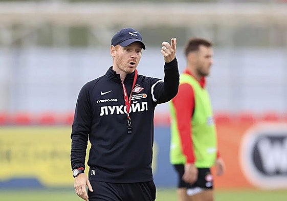 Guille Abascal, en un entrenamiento con el Spartak de Moscú durante la pasada temporada.