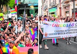 A la izquierda, manifestación oficial del Día del Orgullo. A la derecha, la marcha de los 'críticos'.