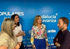 Elena González, María Torres, Isabel Prieto y Erik Domínguez, en el PP de Jaén.