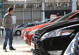 Cliente mirando varios vehículos de ocasión