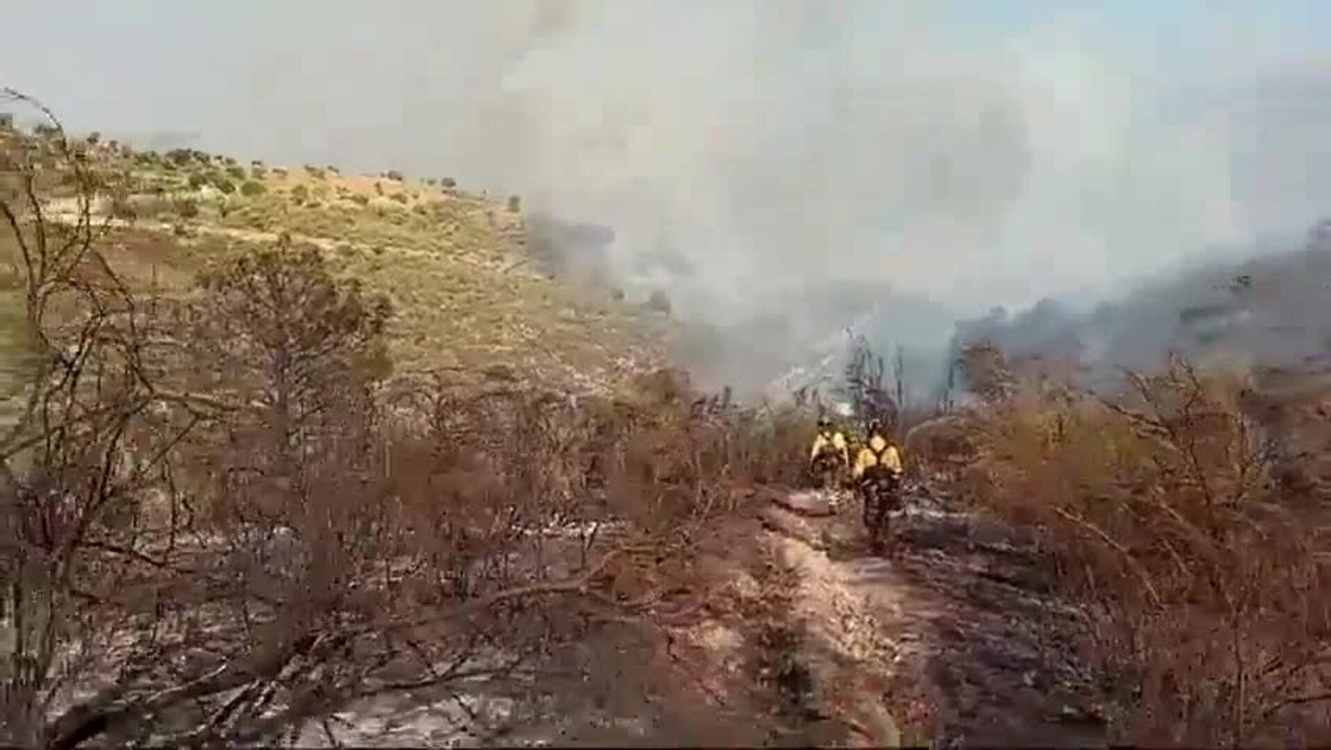 El incendio de Víznar obliga a desalojar una urbanización con 70 viviendas