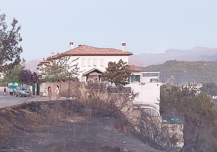 Zona quemada en Víznar, este domingo por la mañana.