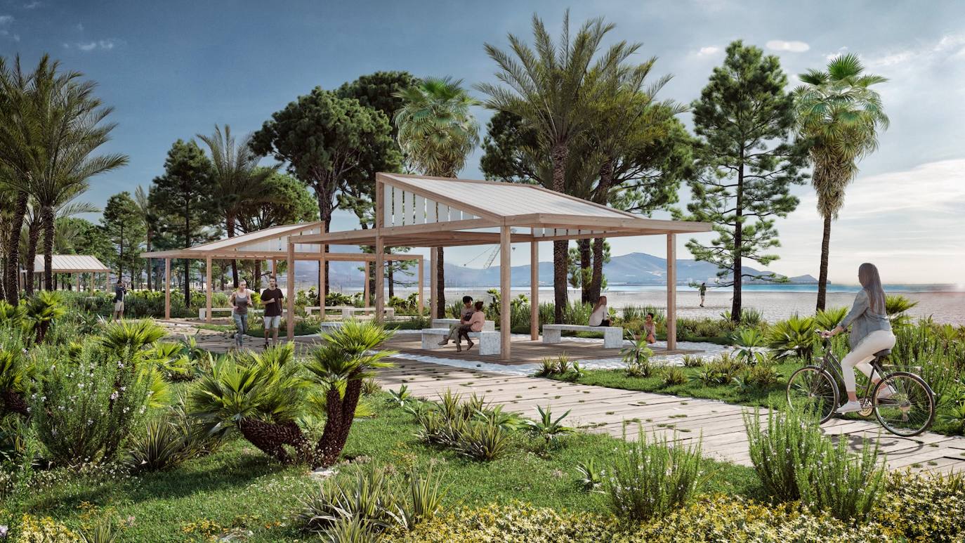 Recreación de la senda peatonal y los miradores.